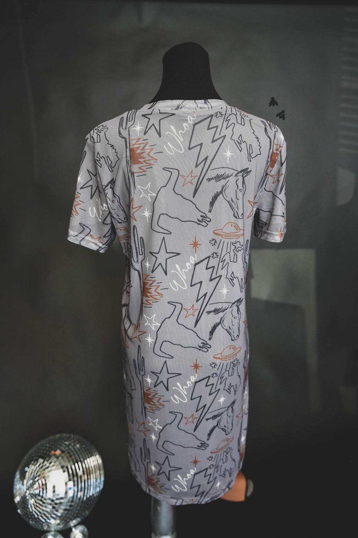Cosmic Cowtown Dress | Western Print Cowgirl Mesh T-Shirt Dress