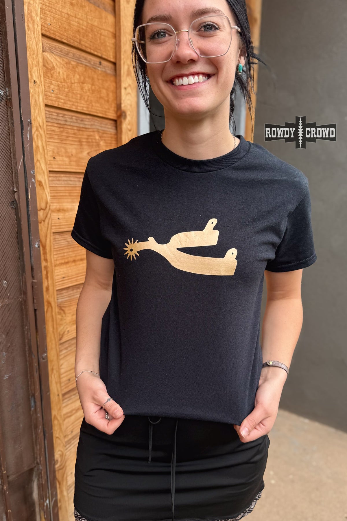 Metallic Spur Tee - Black