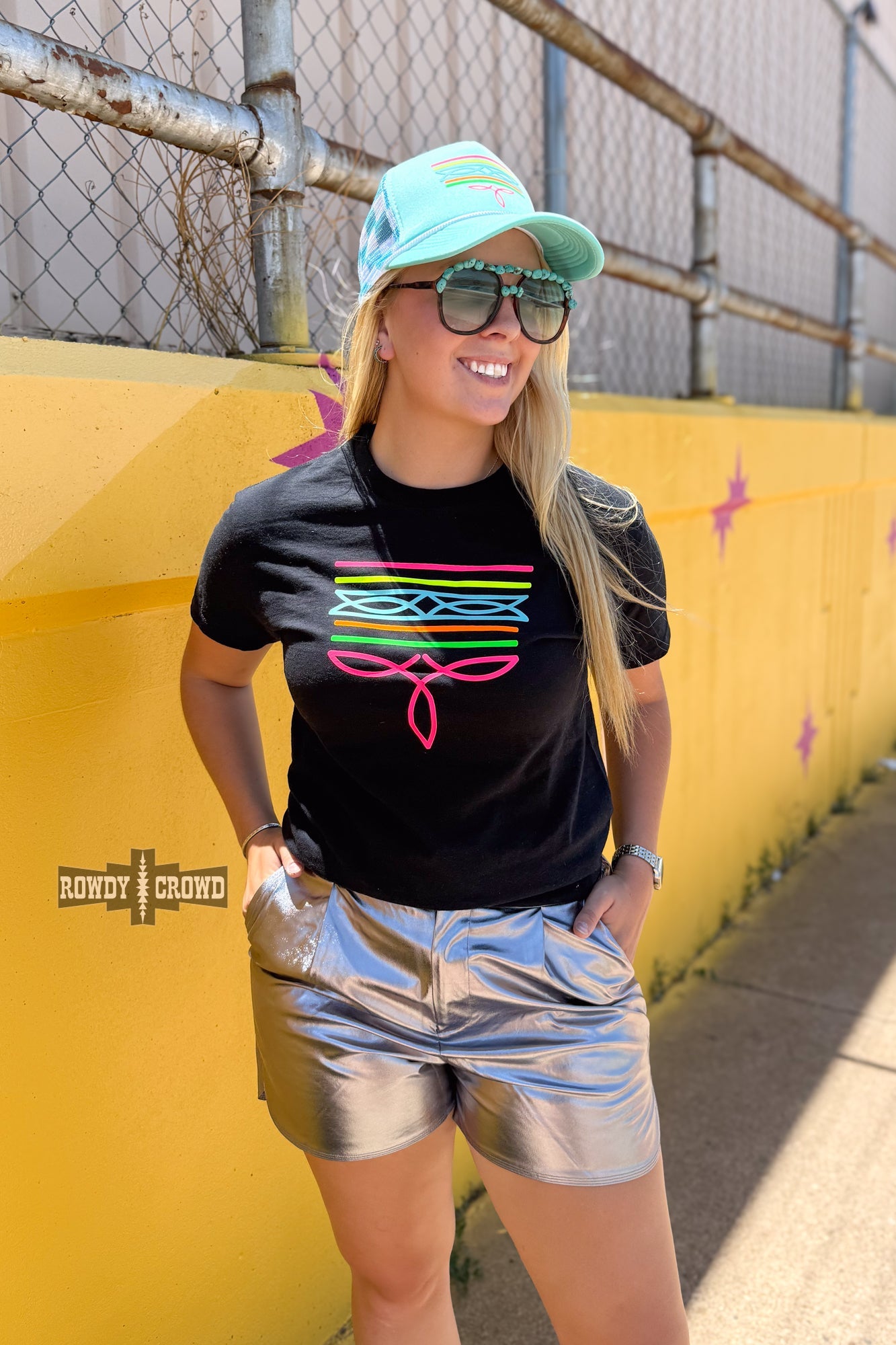 Neon Boot Stitch Tee - Black