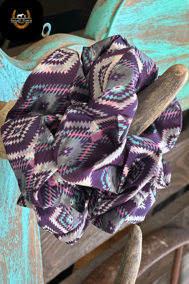 Tucson City Scrunchie | Western Cowgirl Pink Purple Aztec Silky Scrunchie