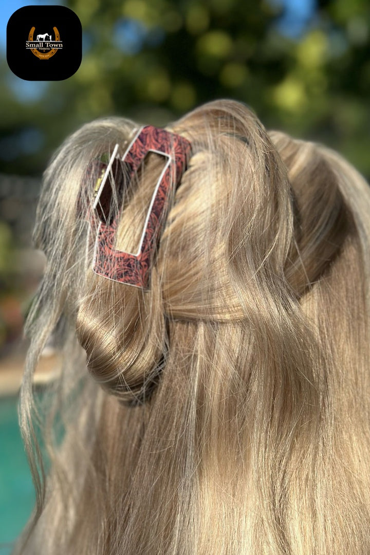 Tooled Babe Hair Clip | Western Cowgirl Tooled Print Hair Clip