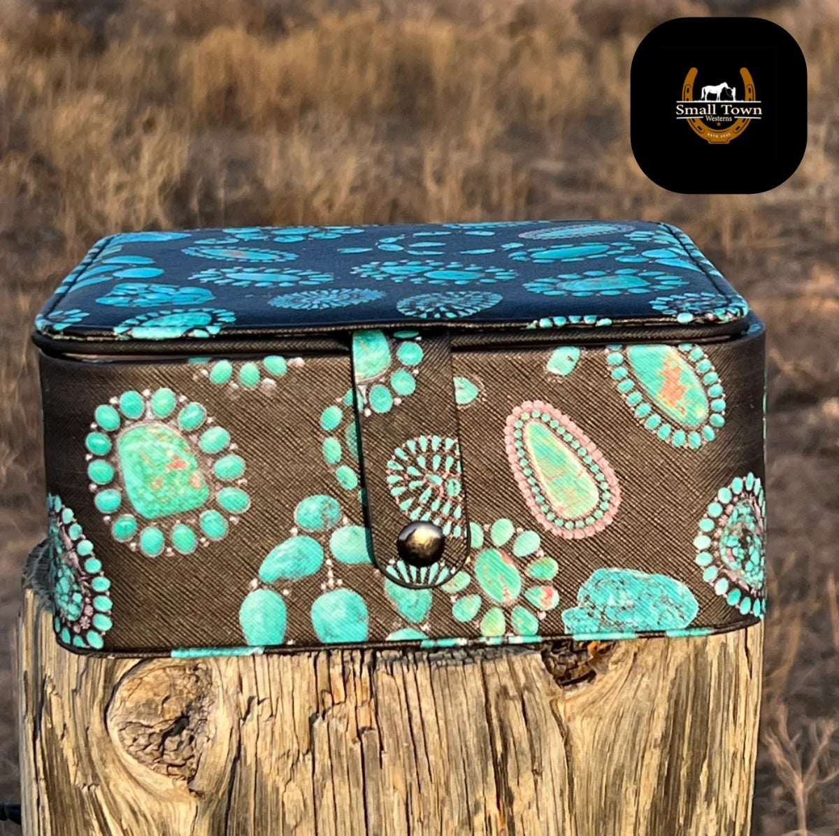 Jazzy Turquoise Jewelry Box | Western Cowgirl Turquoise Travel Jewelry Organizer