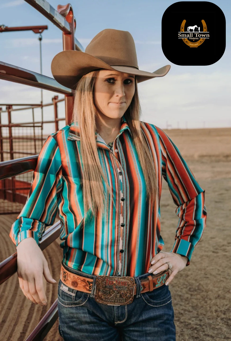 Arena Lights Pearl Snap | Western Cowgirl Serape Pearl Snap Button-Down Shirt