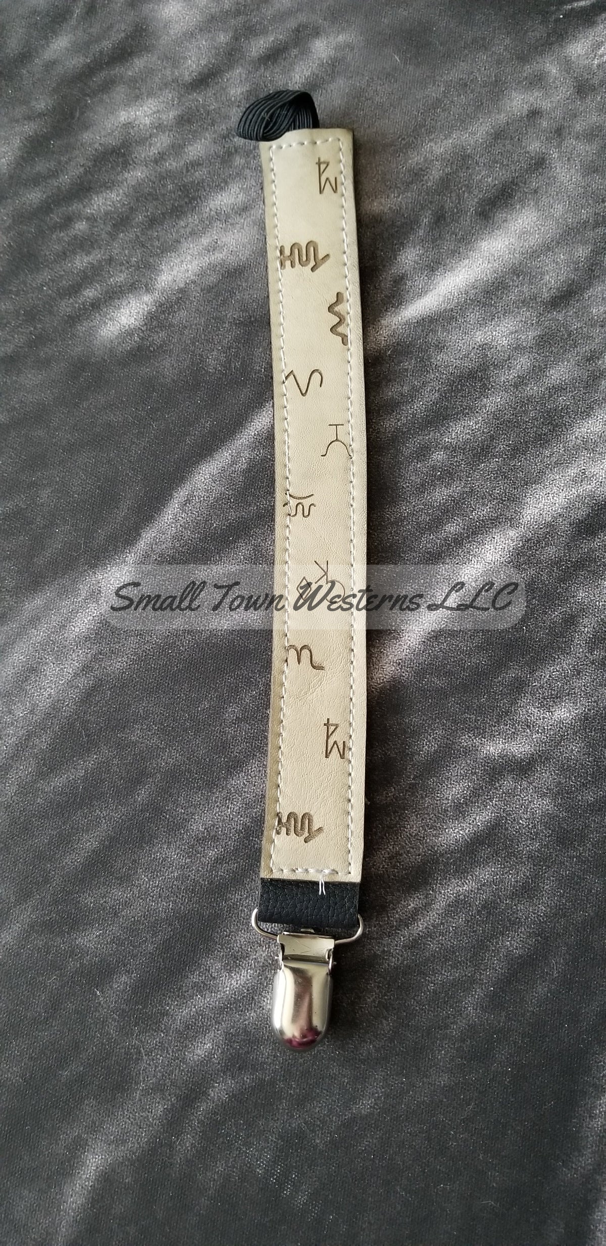 Western Pacifier Clip Holders | Handmade Leather Cowhide Western Baby Pacifier Clip