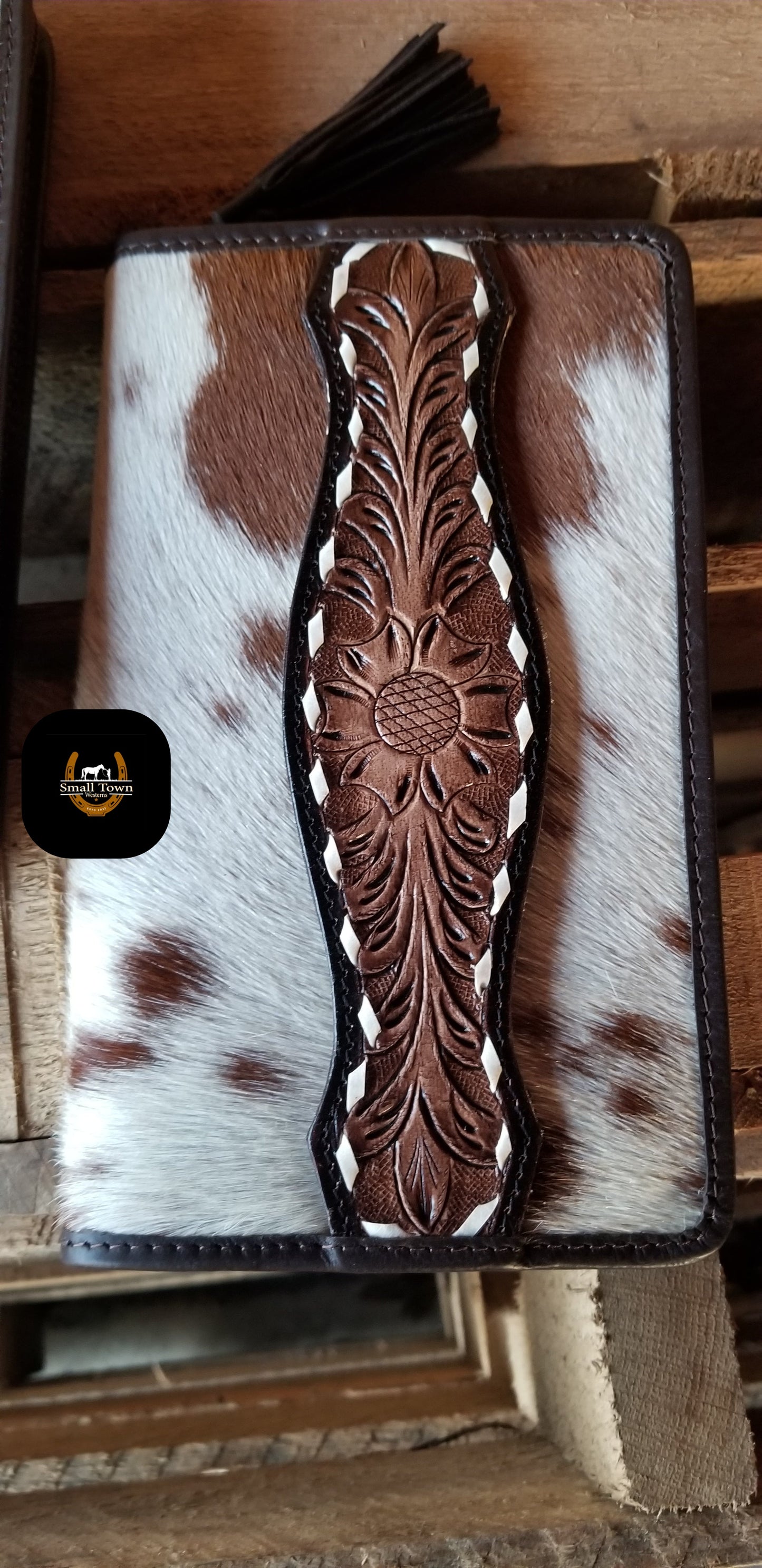 Zelda Cowhide Wallet | Western Cowgirl Genuine Hair-On Hide Tooled Leather Wallet