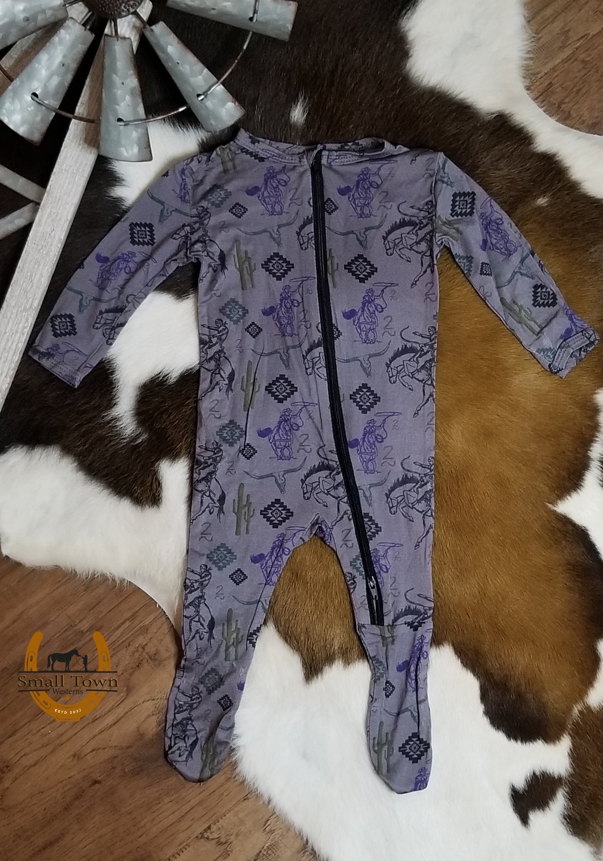 Midnight Stampede Footie | Western Baby Footie Pajamas with Mittens