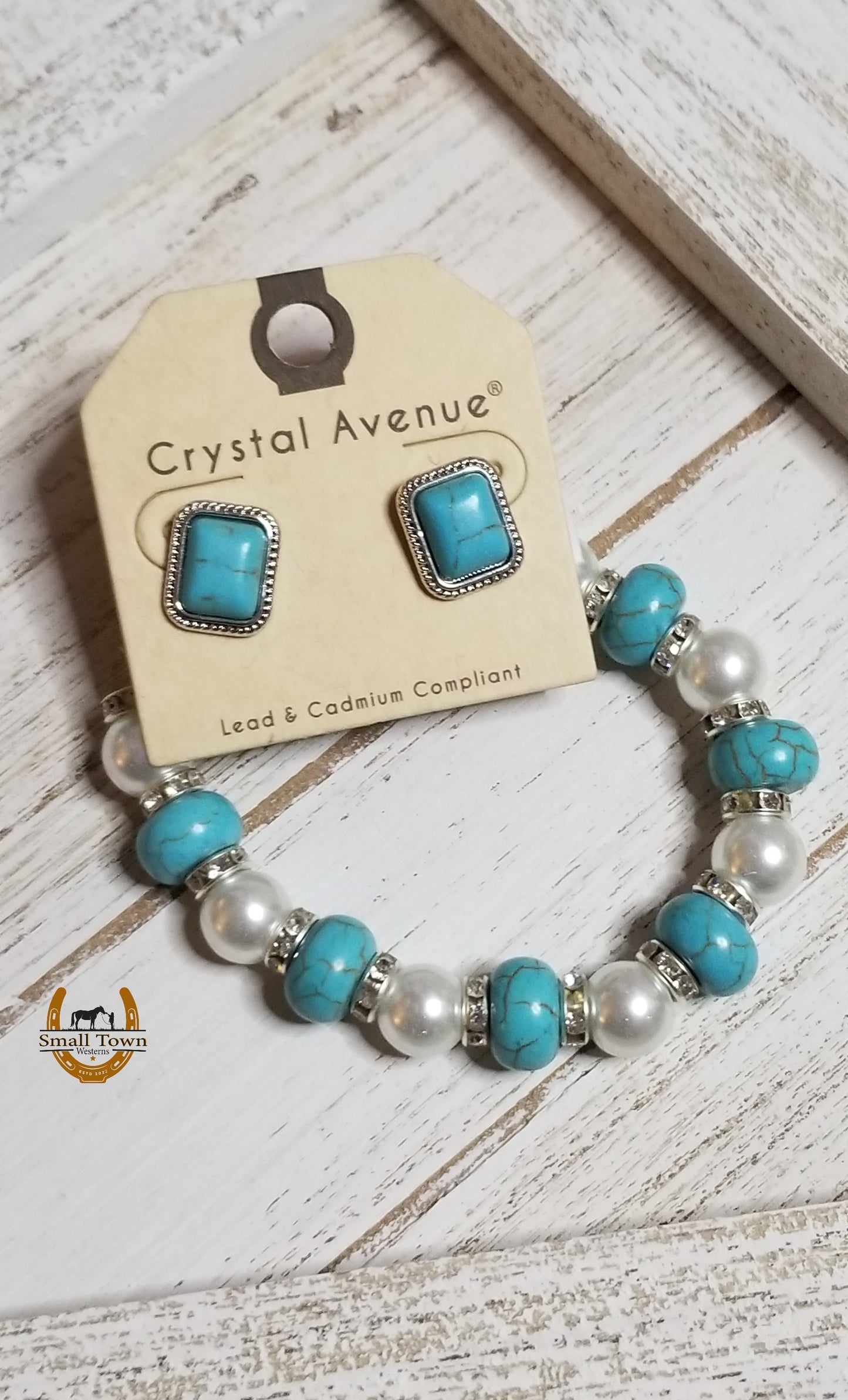 Square Faux Turquoise Studs | Western Cowgirl Turquoise Stud Earrings Silver