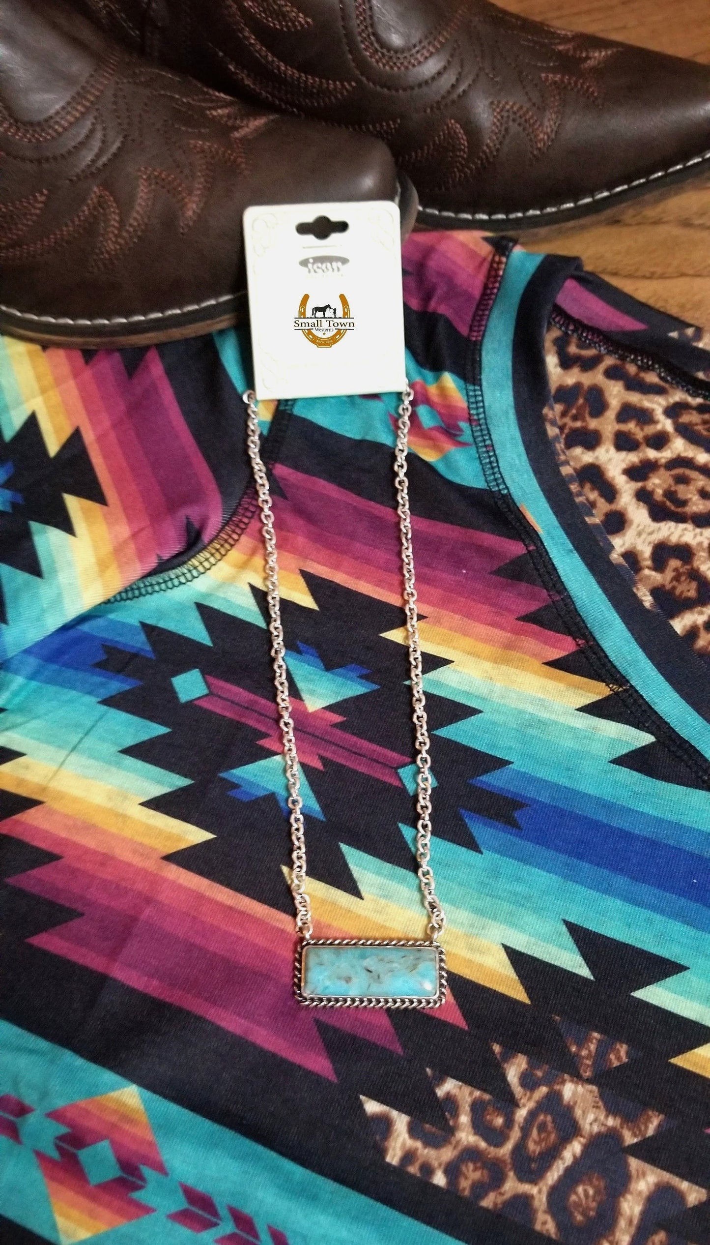 Marbled Turquoise Bar Necklace