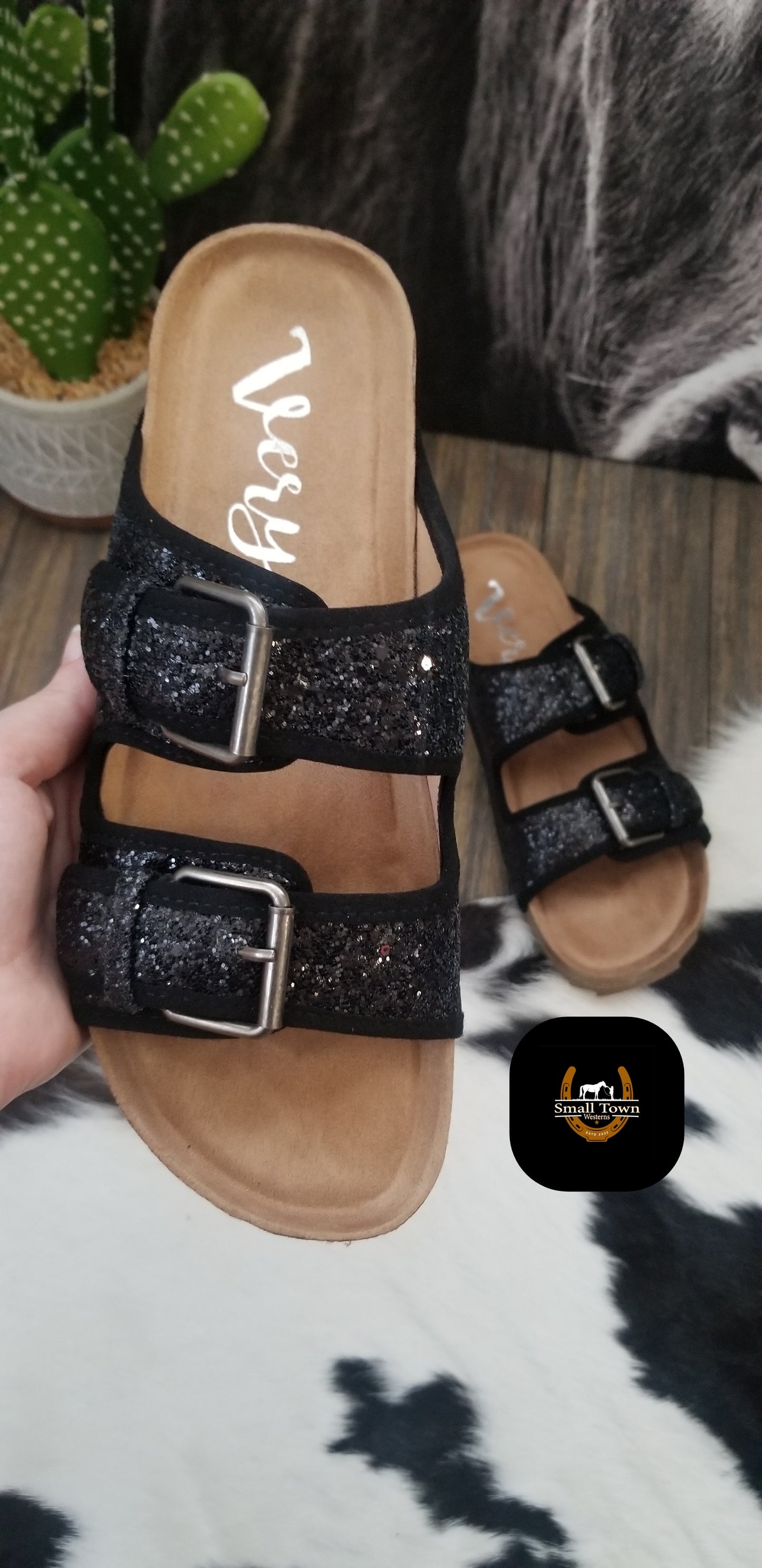 Cowgirl Glitter Sandals | Western Cowgirl Glitter Birkenstock Style Sandals
