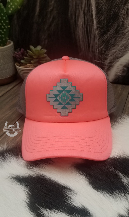 Aztec Pop Cross Snap Cap | Western Cowgirl Aztec Turquoise Snapback Hat