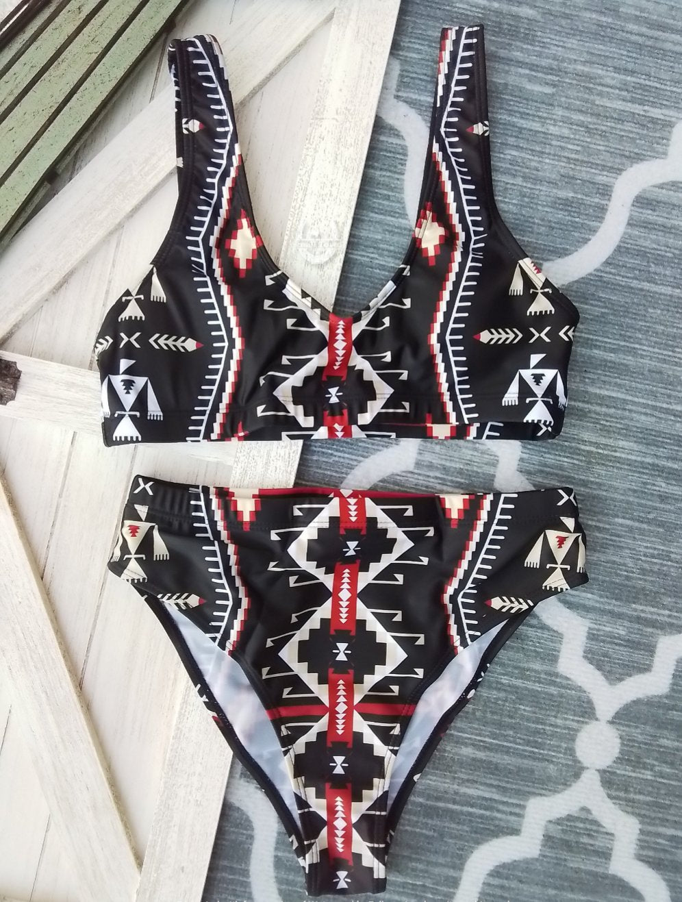 Western Aztec Swimsuit Set | Western Cowgirl Aztec Bikini Set