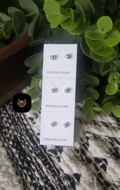 Small Sterling Silver Ball Stud Earrings