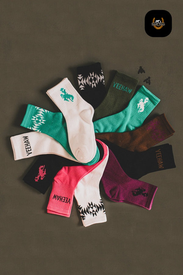Sock Em Silly - Kingman | Western Cowgirl Crew Socks 3-Pack Turquoise