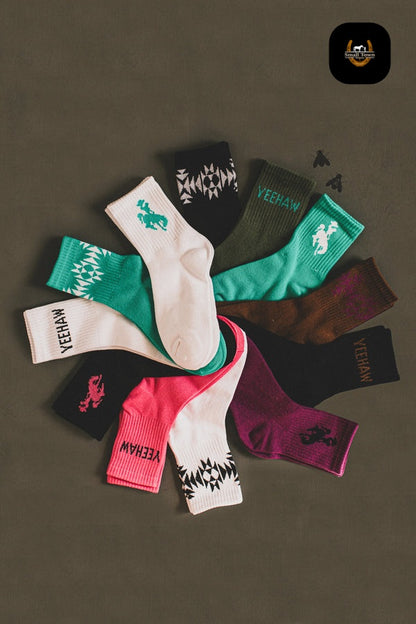 Sock Em Silly - Kingman | Western Cowgirl Crew Socks 3-Pack Turquoise