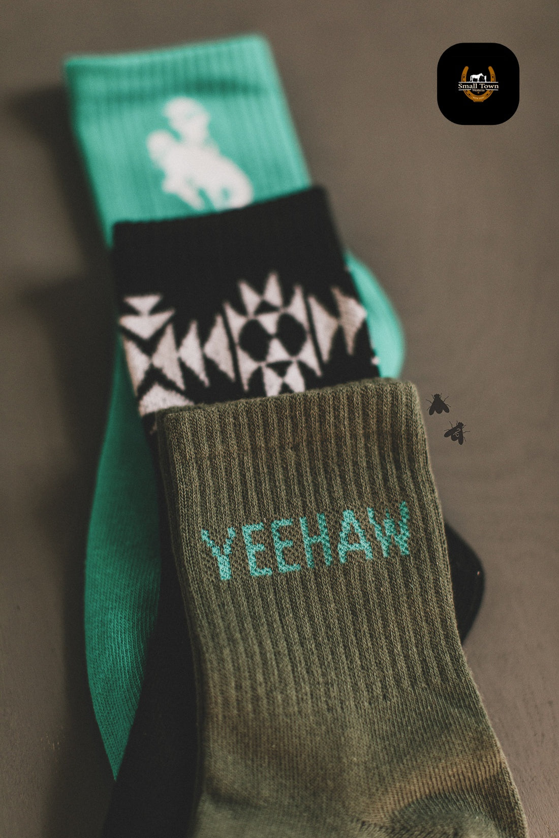 Sock Em Silly - Kingman | Western Cowgirl Crew Socks 3-Pack Turquoise