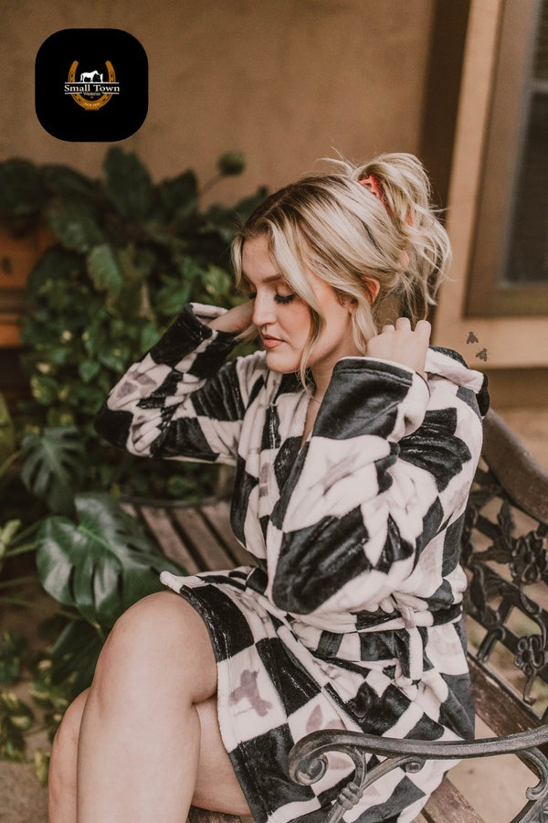 Homebody Checkered Robe | Western Hooded Robe