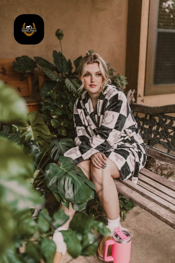Homebody Checkered Robe | Western Hooded Robe