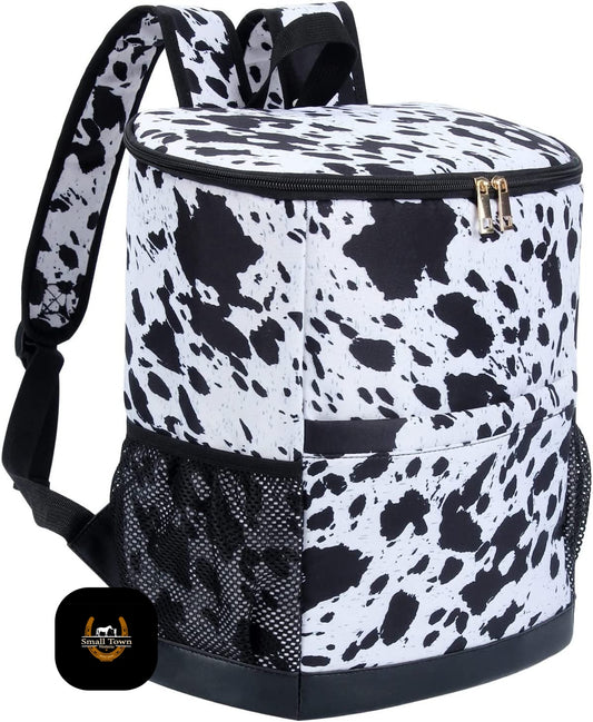 On The Moooove Cooler Backpack | Western Cowgirl Cow Print Insulated Cooler Backpack