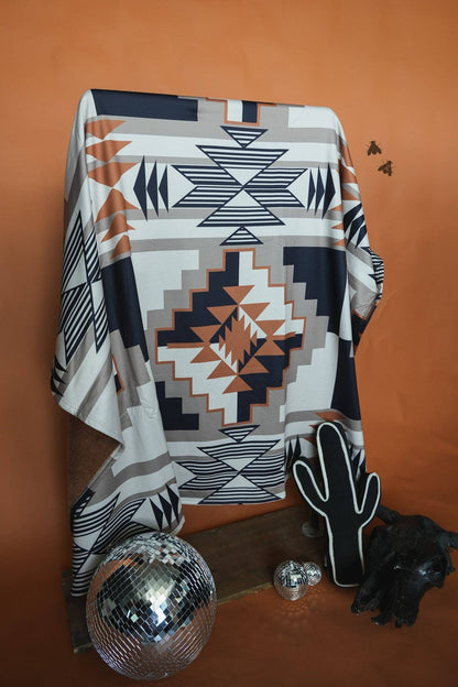 Santa Fe Dust Blanket | Western Aztec Plush Reversible Throw Blanket