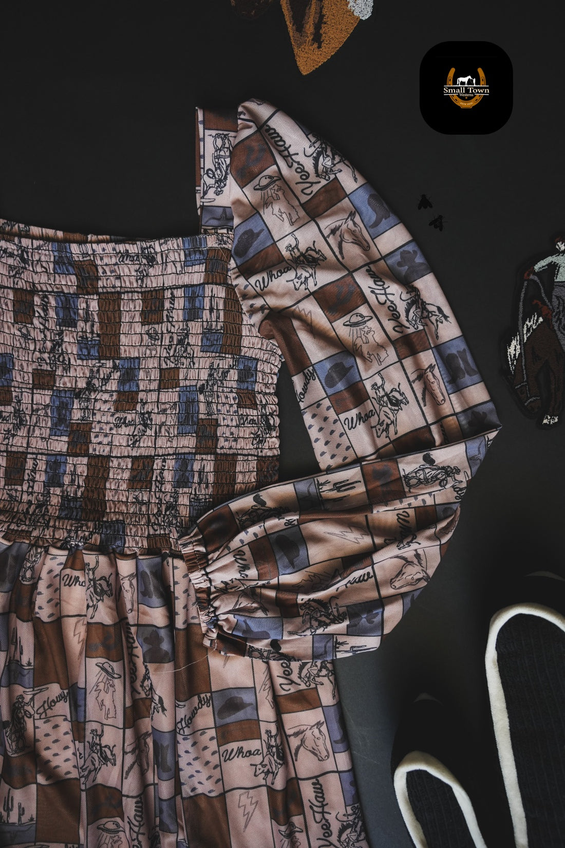 Coastal Cowgirl Dress | Western Check Print Cowgirl Mesh Dress