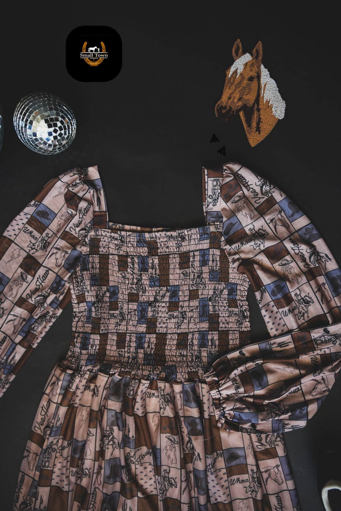 Coastal Cowgirl Dress | Western Check Print Cowgirl Mesh Dress