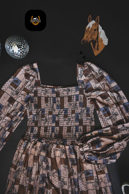 Coastal Cowgirl Dress | Western Check Print Cowgirl Mesh Dress
