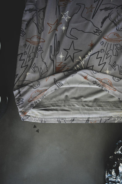 Cosmic Cowtown Dress | Western Print Cowgirl Mesh T-Shirt Dress