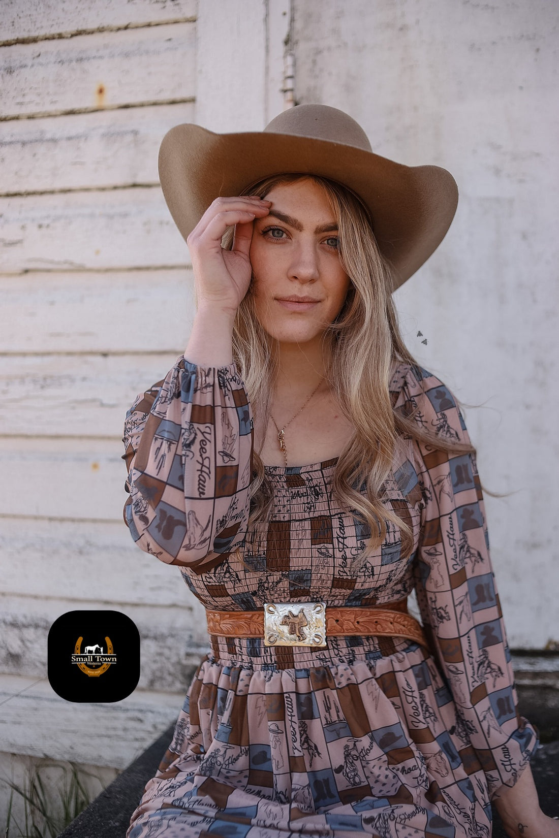Coastal Cowgirl Dress | Western Check Print Cowgirl Mesh Dress