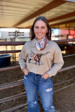 Load image into Gallery viewer, TAN Lomita Longhorn Pullover
