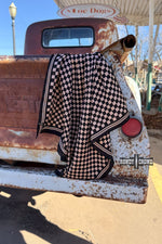 Load image into Gallery viewer, SMALL Tan Checkered Out Wild Rag/ Scarf

