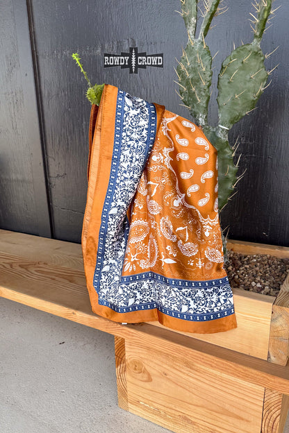 High Country Wild Rag | Western Navy Border Cowgirl Neck Scarf