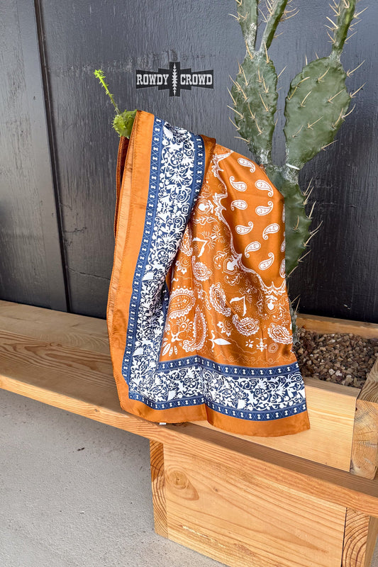High Country Wild Rag | Western Navy Border Cowgirl Neck Scarf