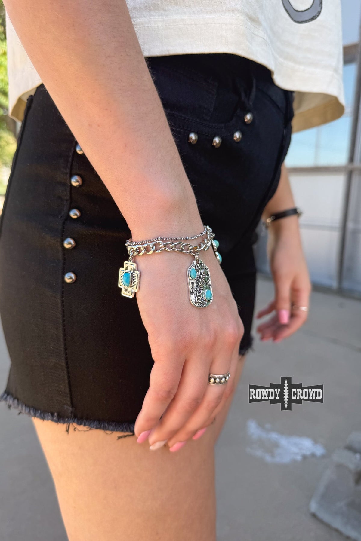 Western Charms Bracelet | Handmade Cowgirl Turquoise Charm Bracelet