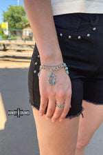 Load image into Gallery viewer, Western Charms Bracelet | Handmade Cowgirl Turquoise Charm Bracelet

