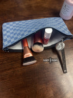 Load image into Gallery viewer, Checkered Denim Cosmetic Bag
