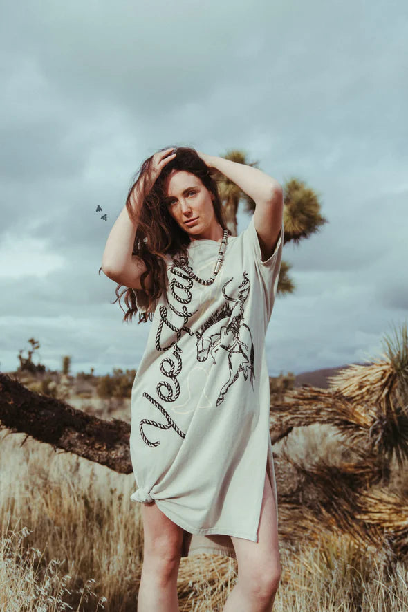 Yeepee Ye Haw Dress | Western Cowgirl Graphic Maxi T-Shirt Dress