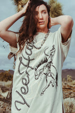 Load image into Gallery viewer, Yeepee Ye Haw Dress | Western Cowgirl Graphic Maxi T-Shirt Dress
