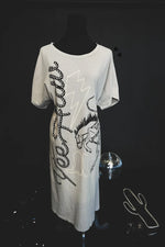 Load image into Gallery viewer, Yeepee Ye Haw Dress | Western Cowgirl Graphic Maxi T-Shirt Dress
