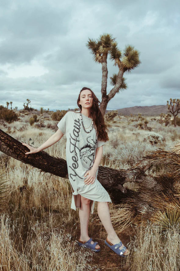 Yeepee Ye Haw Dress | Western Cowgirl Graphic Maxi T-Shirt Dress