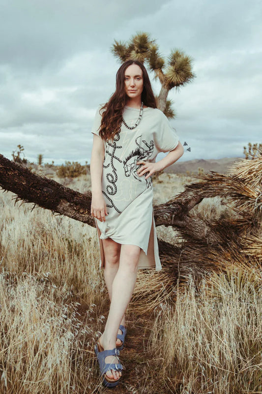 Yeepee Ye Haw Dress | Western Cowgirl Graphic Maxi T-Shirt Dress