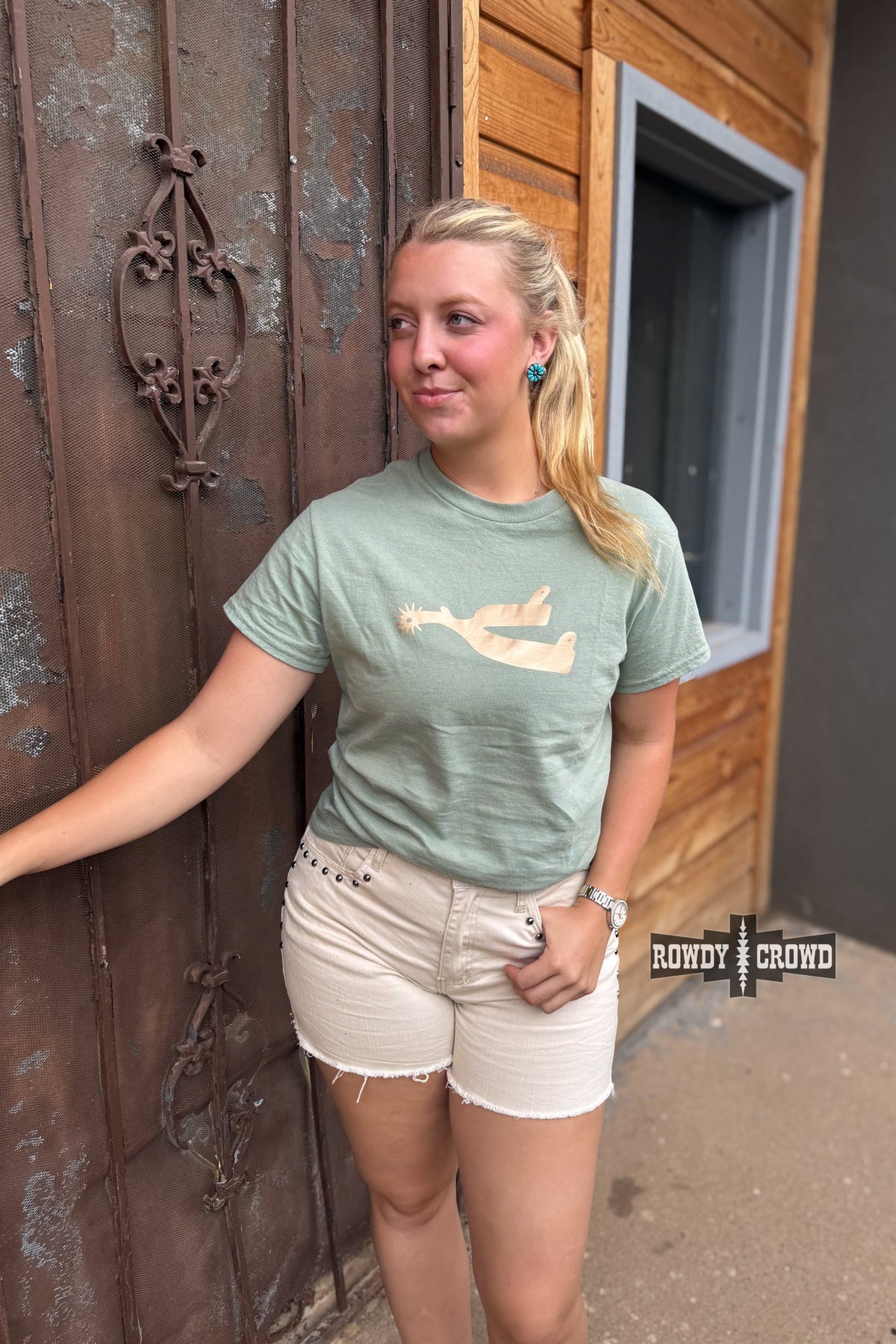 Metallic Spur Tee - Desert Green