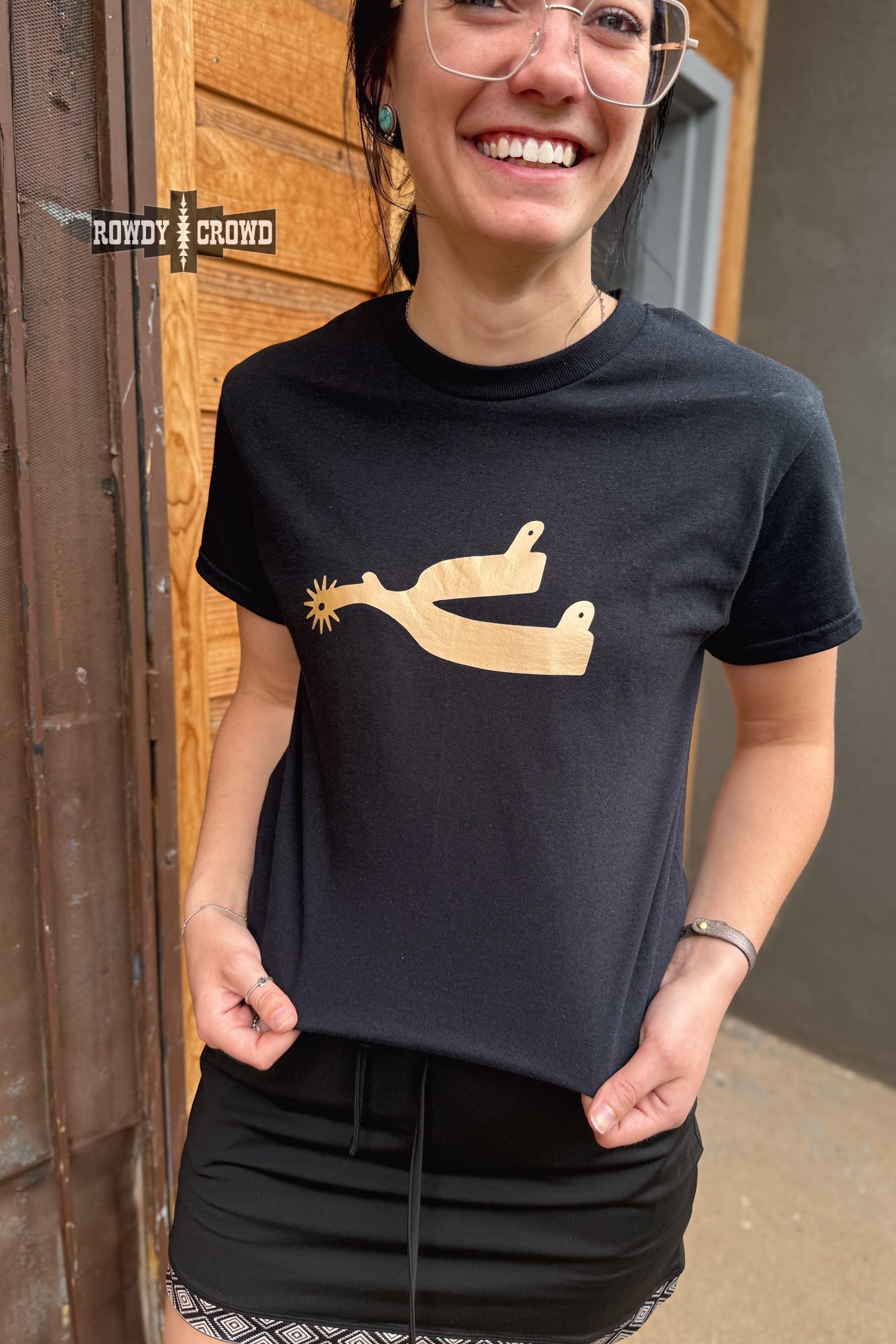 Metallic Spur Tee - Black