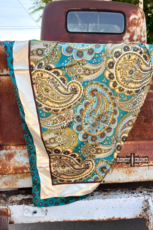 Big Sky Wild Rag | Western Teal Paisley Cowgirl Neck Scarf