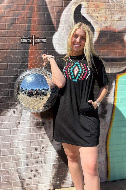 Desert Rose Dress | Western Aztec Cowgirl T-Shirt Dress