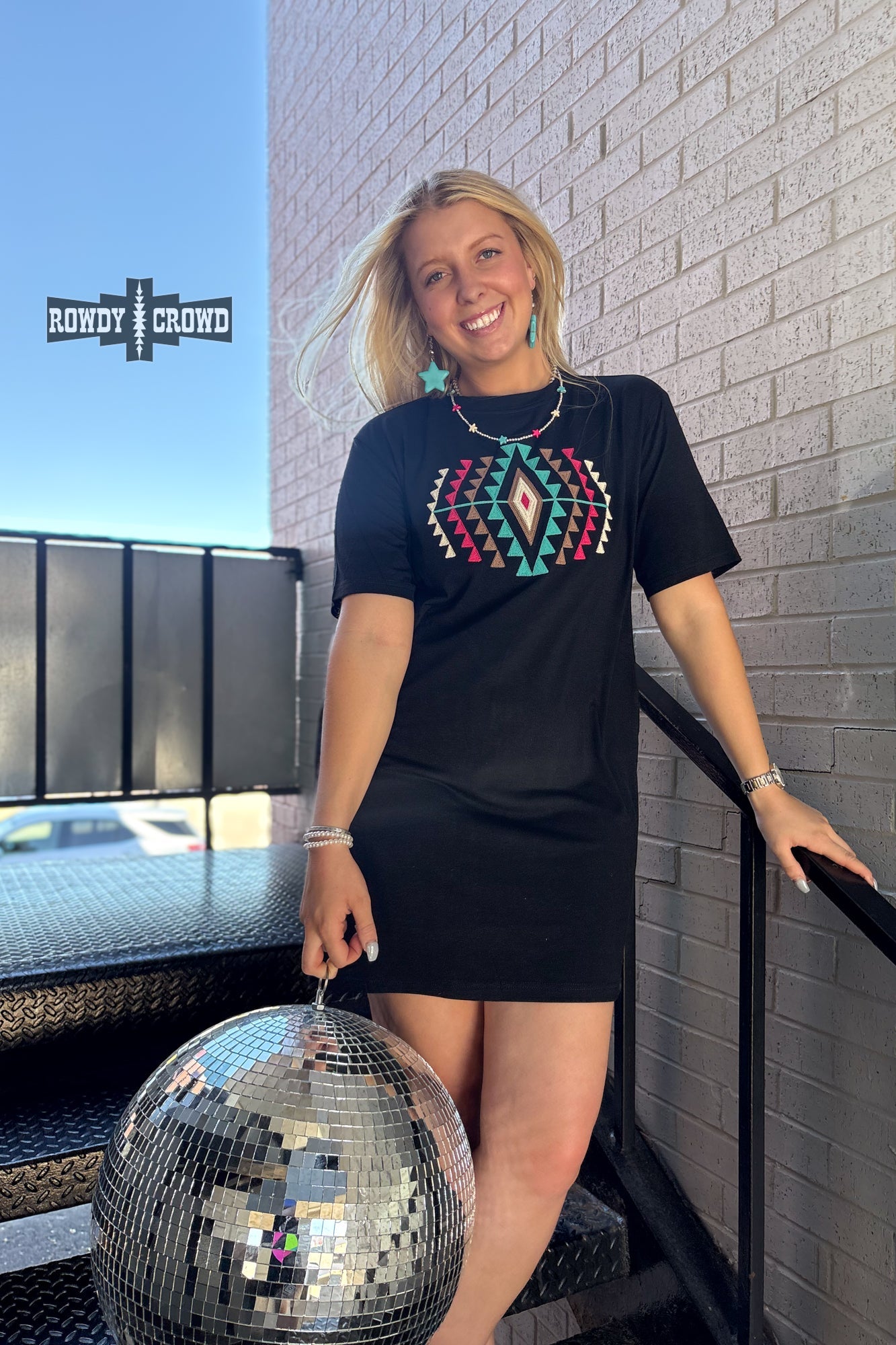 Desert Rose Dress | Western Aztec Cowgirl T-Shirt Dress