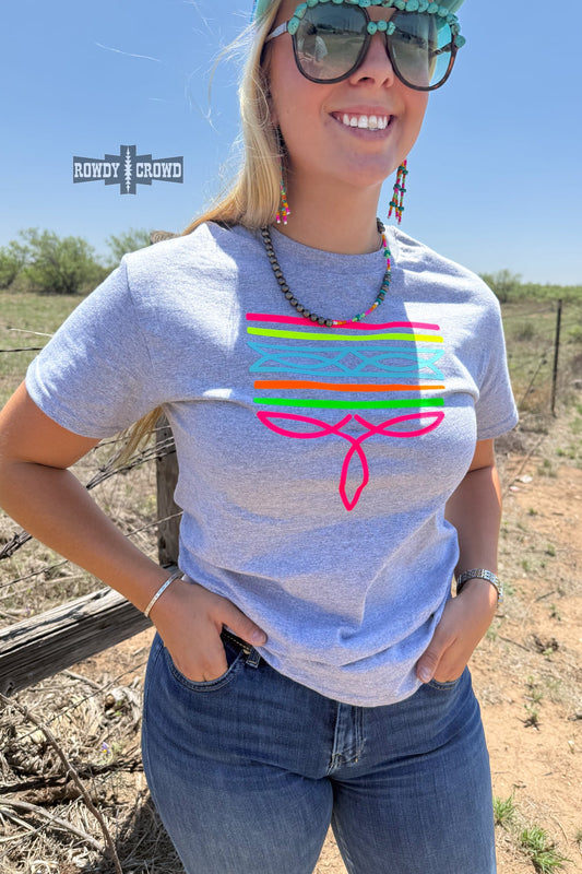 Neon Boot Stitch Tee - Gray