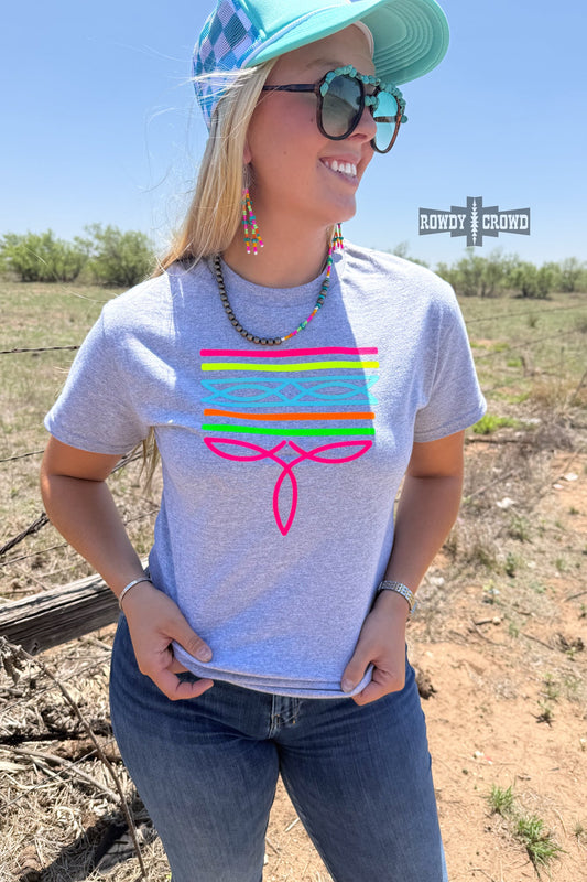 Neon Boot Stitch Tee - Gray