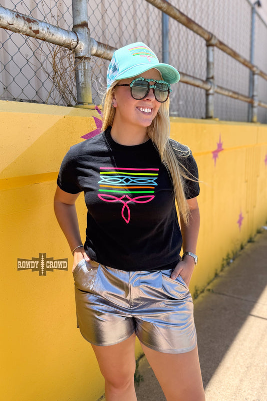 Neon Boot Stitch Tee - Black