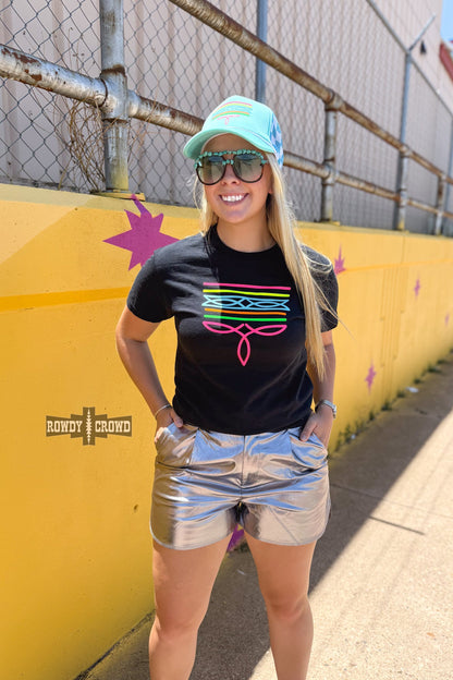 Neon Boot Stitch Tee - Black