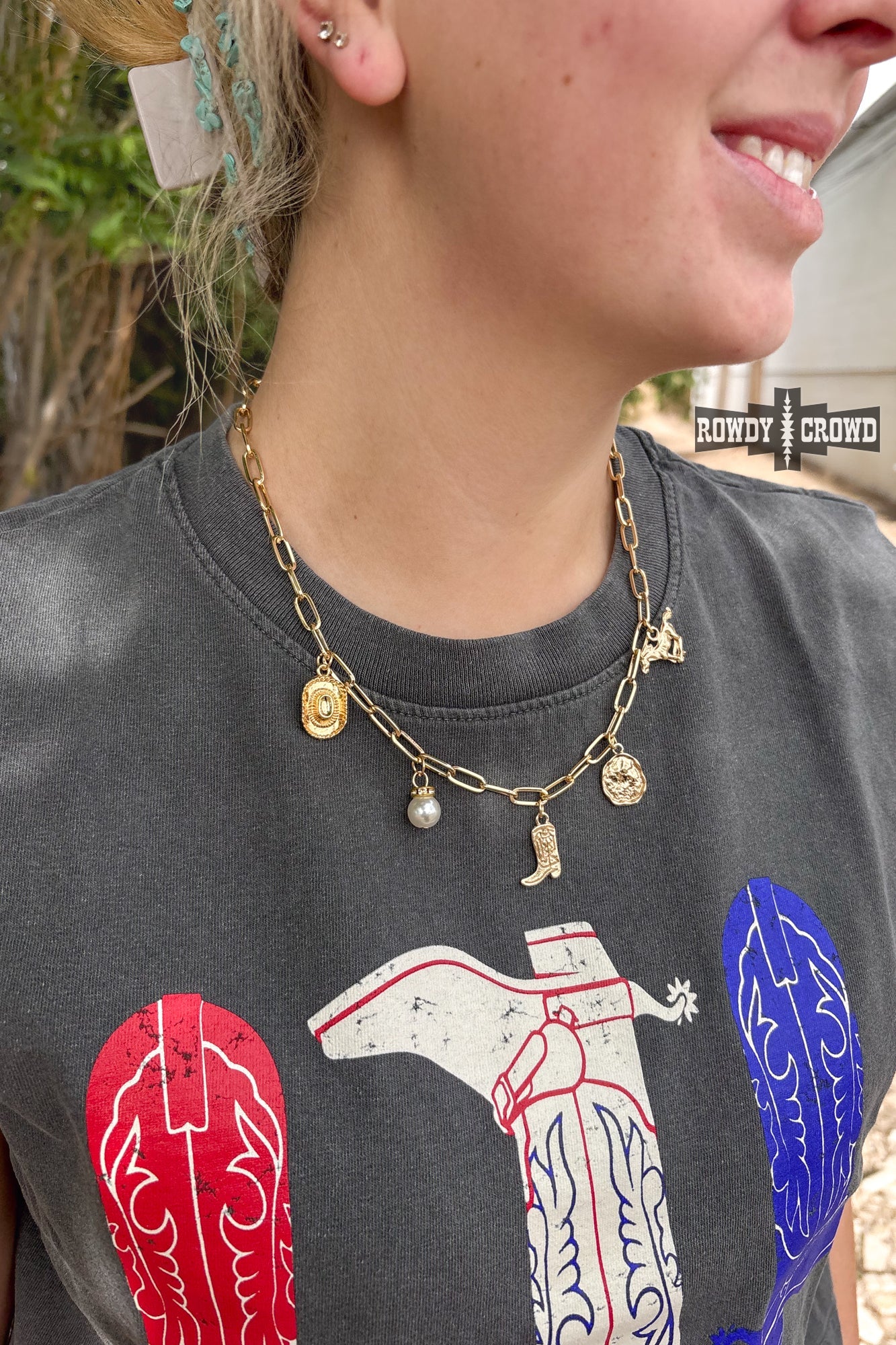 Western Honey Necklace | Western Cowgirl Charm Necklace Gold